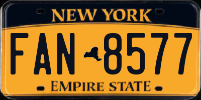 NY license plate FAN8577