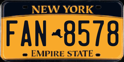 NY license plate FAN8578