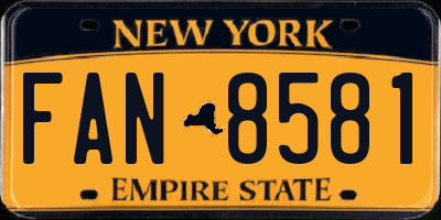 NY license plate FAN8581
