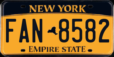 NY license plate FAN8582