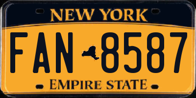 NY license plate FAN8587