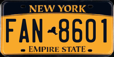 NY license plate FAN8601