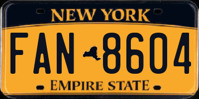 NY license plate FAN8604