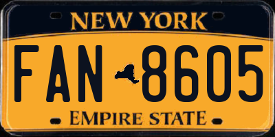 NY license plate FAN8605