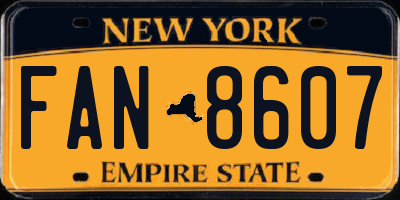 NY license plate FAN8607