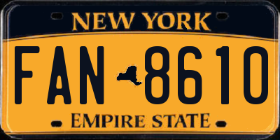 NY license plate FAN8610