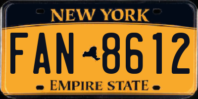 NY license plate FAN8612