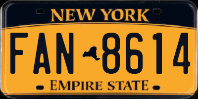 NY license plate FAN8614