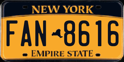 NY license plate FAN8616