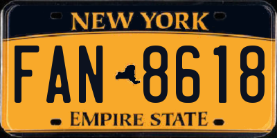 NY license plate FAN8618