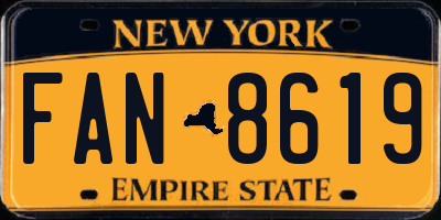 NY license plate FAN8619