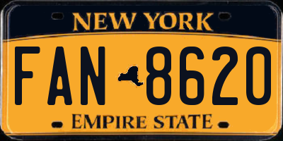 NY license plate FAN8620