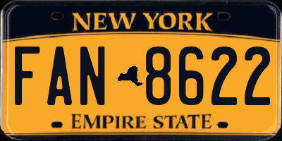 NY license plate FAN8622