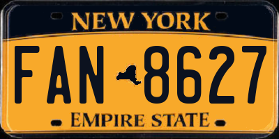 NY license plate FAN8627