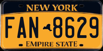 NY license plate FAN8629