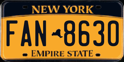 NY license plate FAN8630