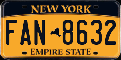 NY license plate FAN8632