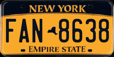 NY license plate FAN8638