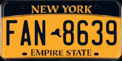 NY license plate FAN8639