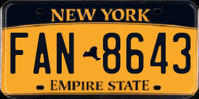 NY license plate FAN8643