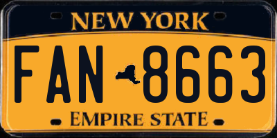 NY license plate FAN8663