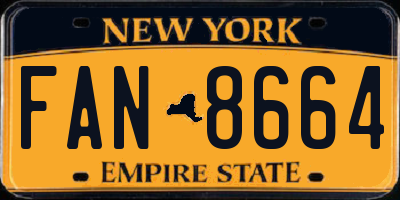 NY license plate FAN8664