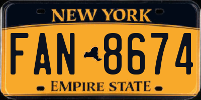 NY license plate FAN8674