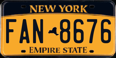 NY license plate FAN8676