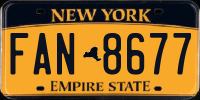 NY license plate FAN8677