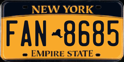 NY license plate FAN8685