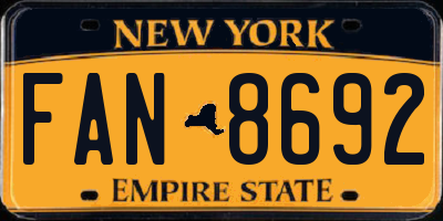 NY license plate FAN8692