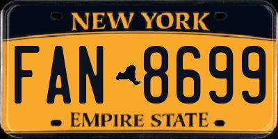 NY license plate FAN8699