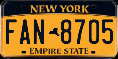 NY license plate FAN8705