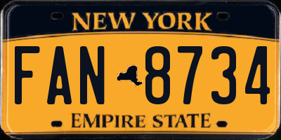 NY license plate FAN8734