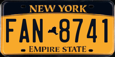 NY license plate FAN8741