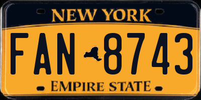 NY license plate FAN8743