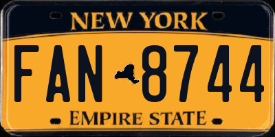 NY license plate FAN8744