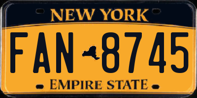 NY license plate FAN8745