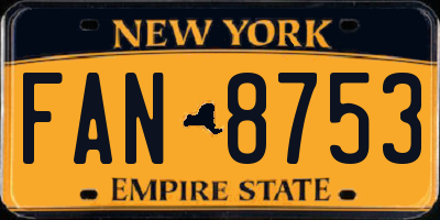 NY license plate FAN8753