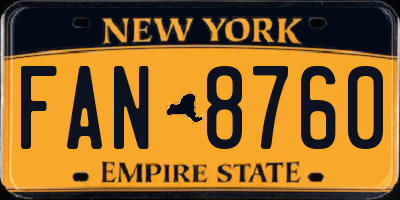 NY license plate FAN8760