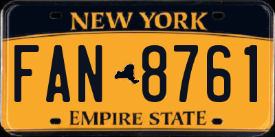 NY license plate FAN8761