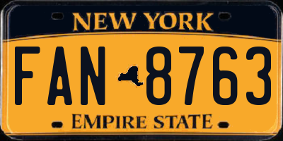 NY license plate FAN8763