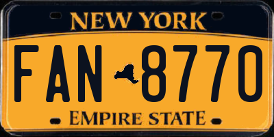 NY license plate FAN8770