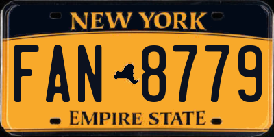 NY license plate FAN8779