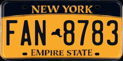 NY license plate FAN8783