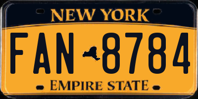 NY license plate FAN8784