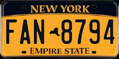 NY license plate FAN8794