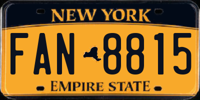 NY license plate FAN8815