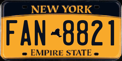 NY license plate FAN8821