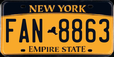NY license plate FAN8863